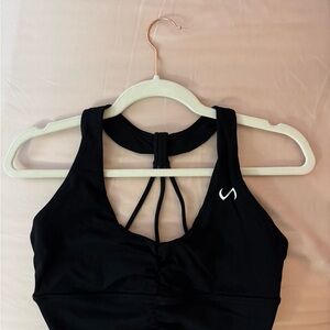 Black Sports Bra with Strappy Back